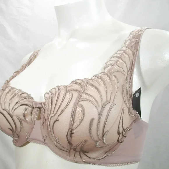 38DD Felina 110040 Lana Embroidered Unlined Plunge Bra Mocha NWT - Picture 4 of 11